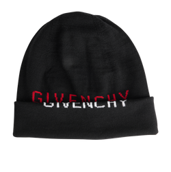 Givenchy Knitted Logo Beanie, Wool, Black, Sz OS, 3*